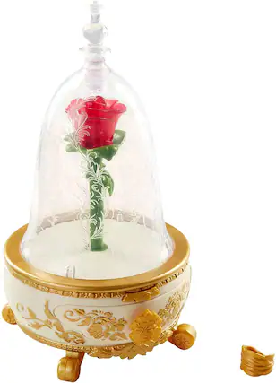 Front. Disney - Disney Beauty and the Beast Lights & Sound Enchanted Rose Jewelry Box - Gold.