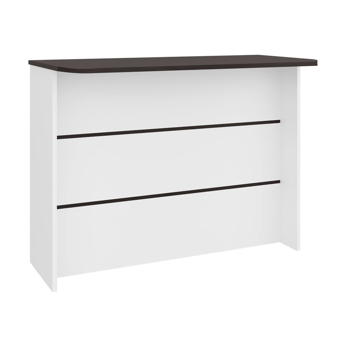 Alt View 2. Loheer - Loheer 47 Inch Wide Kitchen Prep Table, White and Dark Walnut Kitchen Island with Three Open Shelves - White and Dark Walnut.