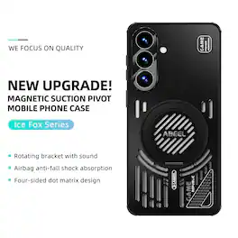 Dteck - Rugged Case for Samsung Galaxy S26+ with Ring Stand, Magnetic Shockproof Slim Heat Dissipation Protective Cover - Black