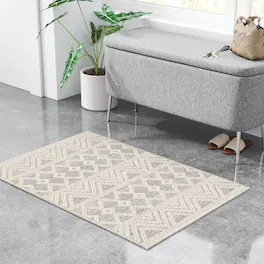 Hivvago - 2-ft. x 3-ft. Hand Woven Wool Blend Persian Style Area Rug - Grey Beige Ivory