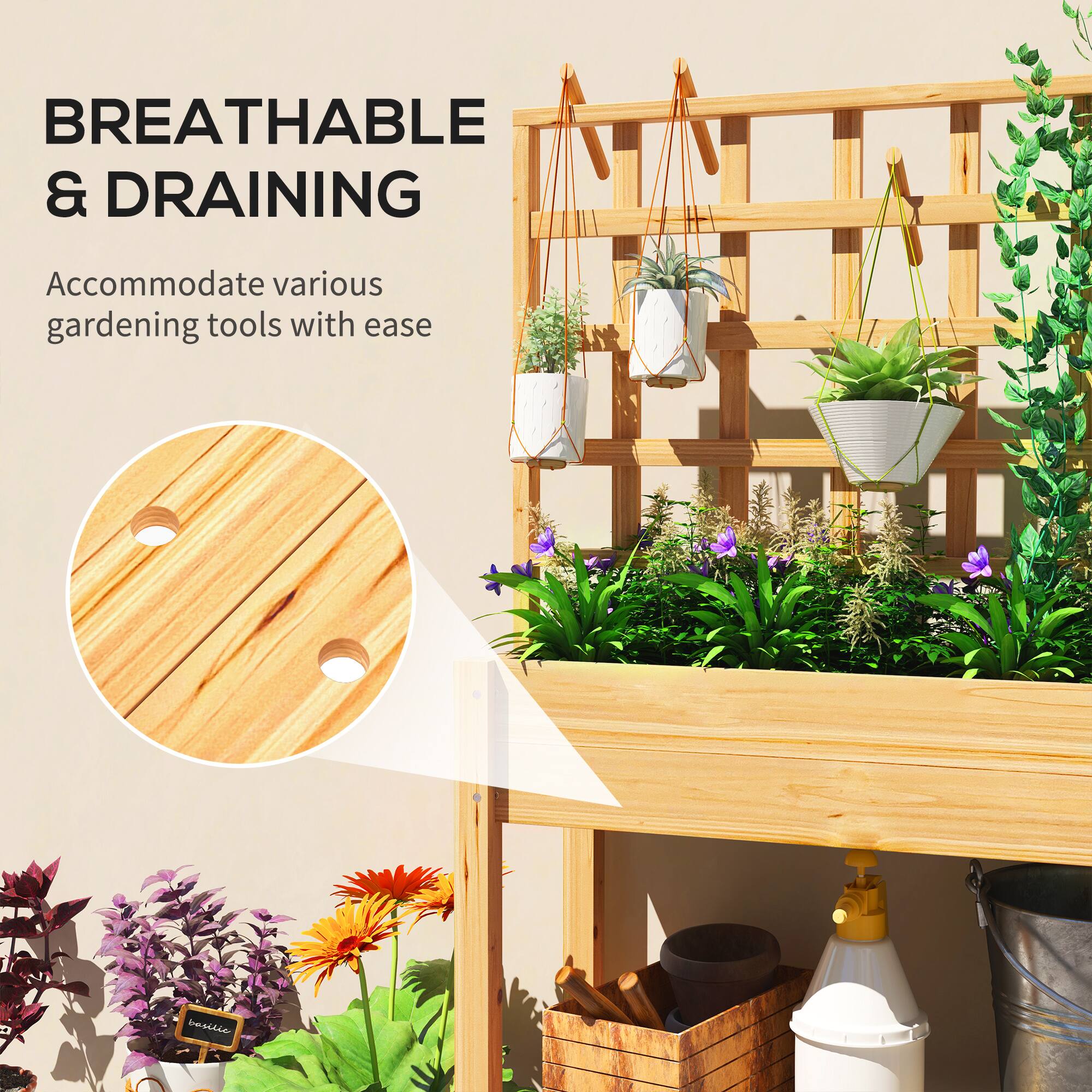BREATHABLE & DRAINING  
Accommodate various gardening tools with ease