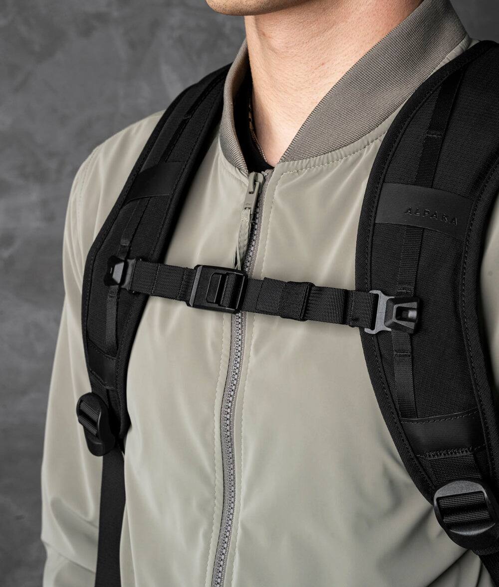 Alt View 1. ALPAKA - Elements Backpack Pro Laptop Backpack Fits 16'' Laptop with Dual Bottle Pockets, Travel Backpack for Men - Black Axoflux 400D Ripstop Nylon.