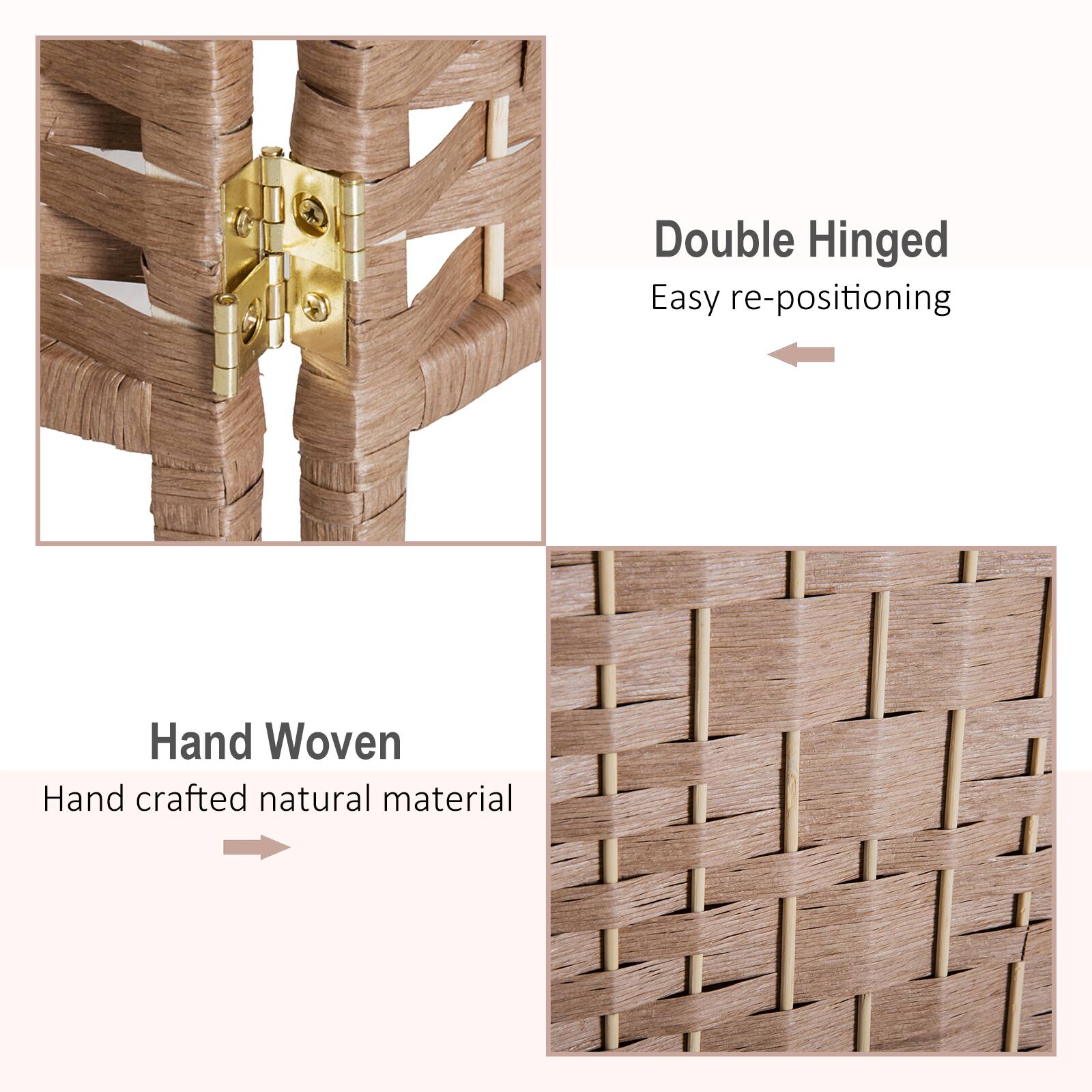 Double Hinged: Easy re-positioning
Hand Woven: Hand crafted natural material