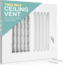 Home Intuition - Ceiling Register - 10X6" Ceiling Register Vent Cover – 2-Way White Grille with Adjustable Damper for HVAC Heat and Cold