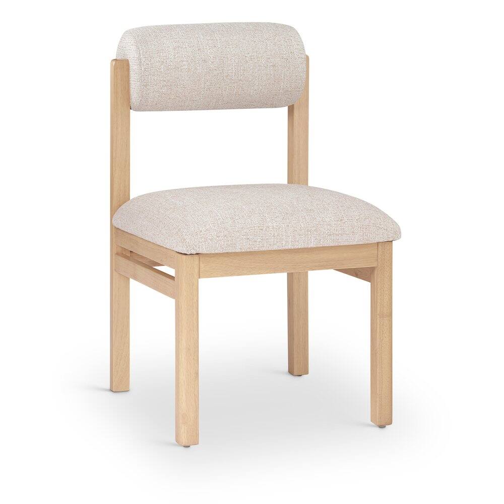 Alt View 1. Meridian Furniture - Roundhill Beige Linen Textured Fabric Upholstered Dining Chair, Set of 2 - Beige.