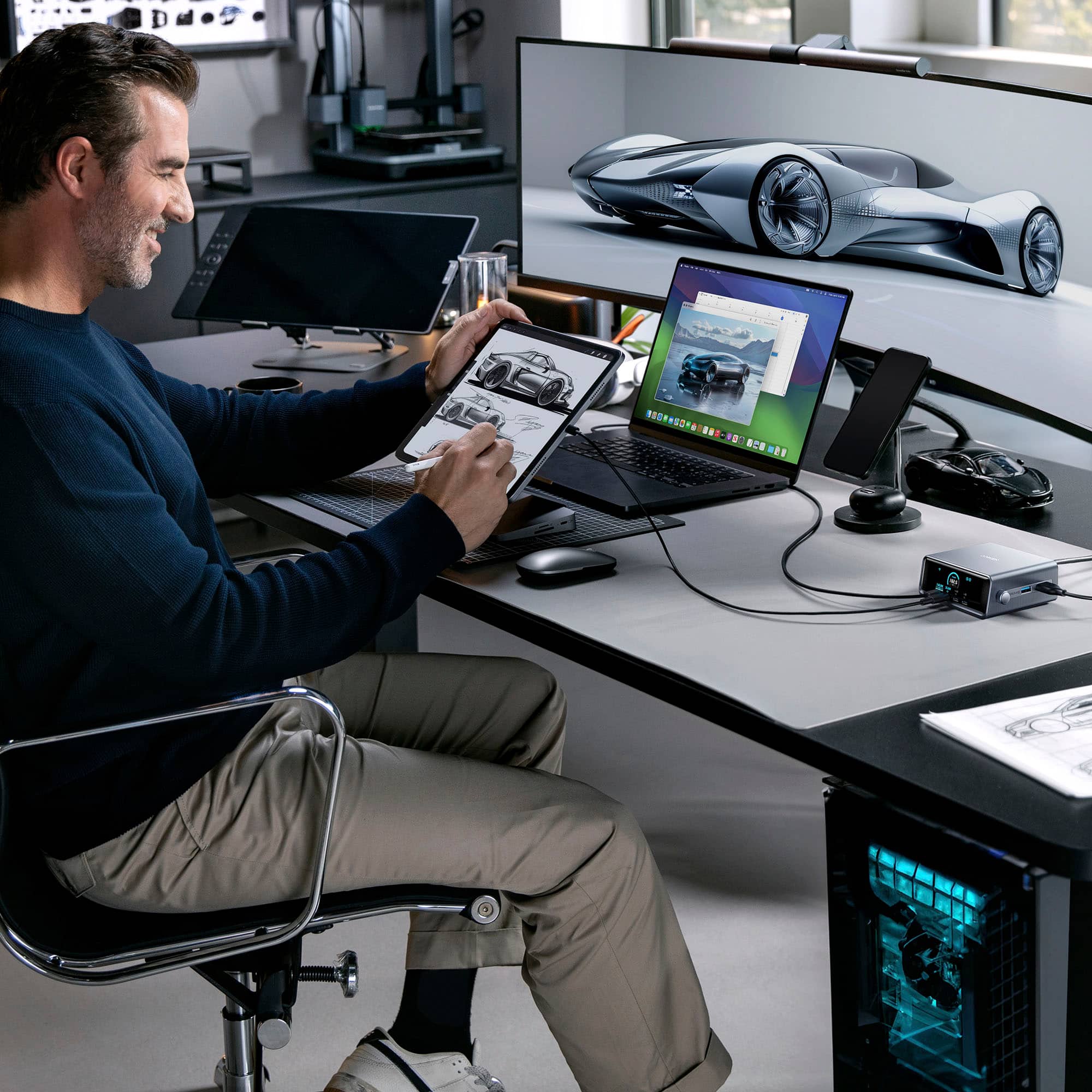 Alt View 16. Anker - Prime Charger (250W, 6 Ports, GaNPrime) - Silver.