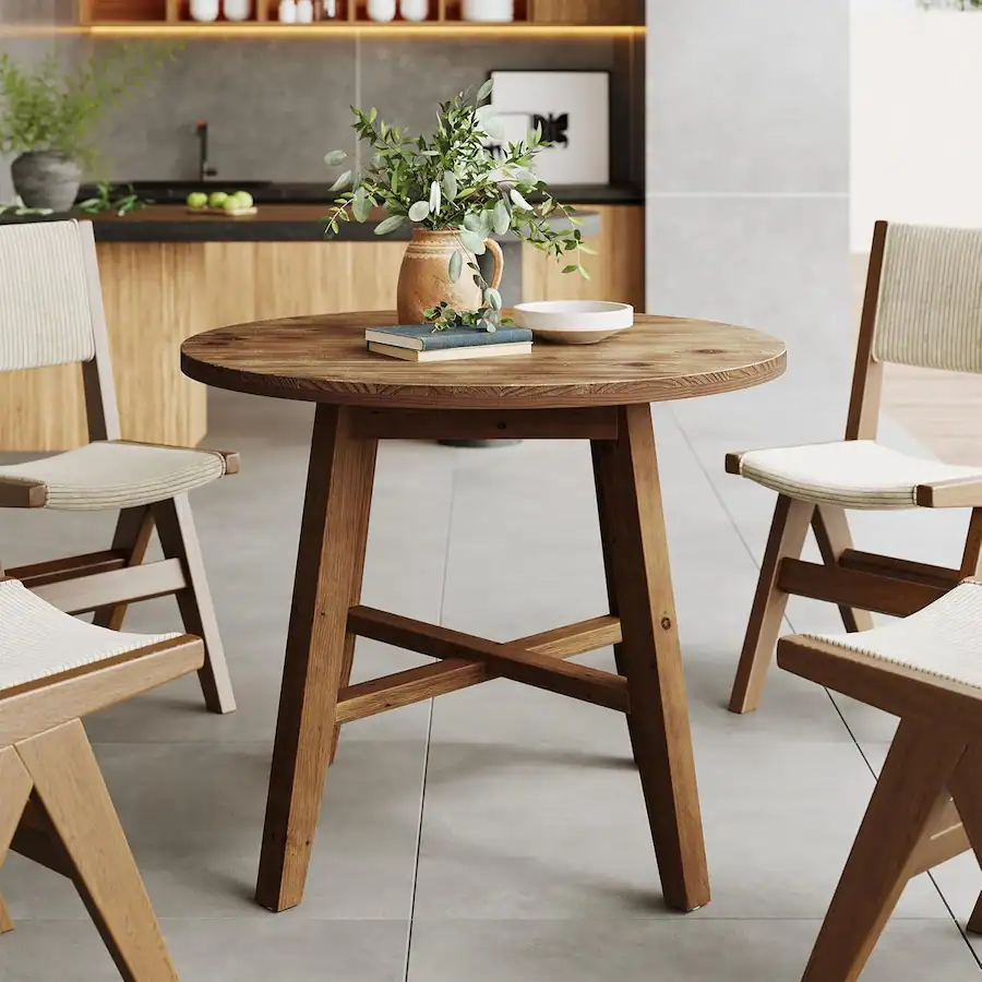 Rustic Style Table Designs Tribesigns Farmhouse Solid Wood Dining Table with Space Saving Design ...