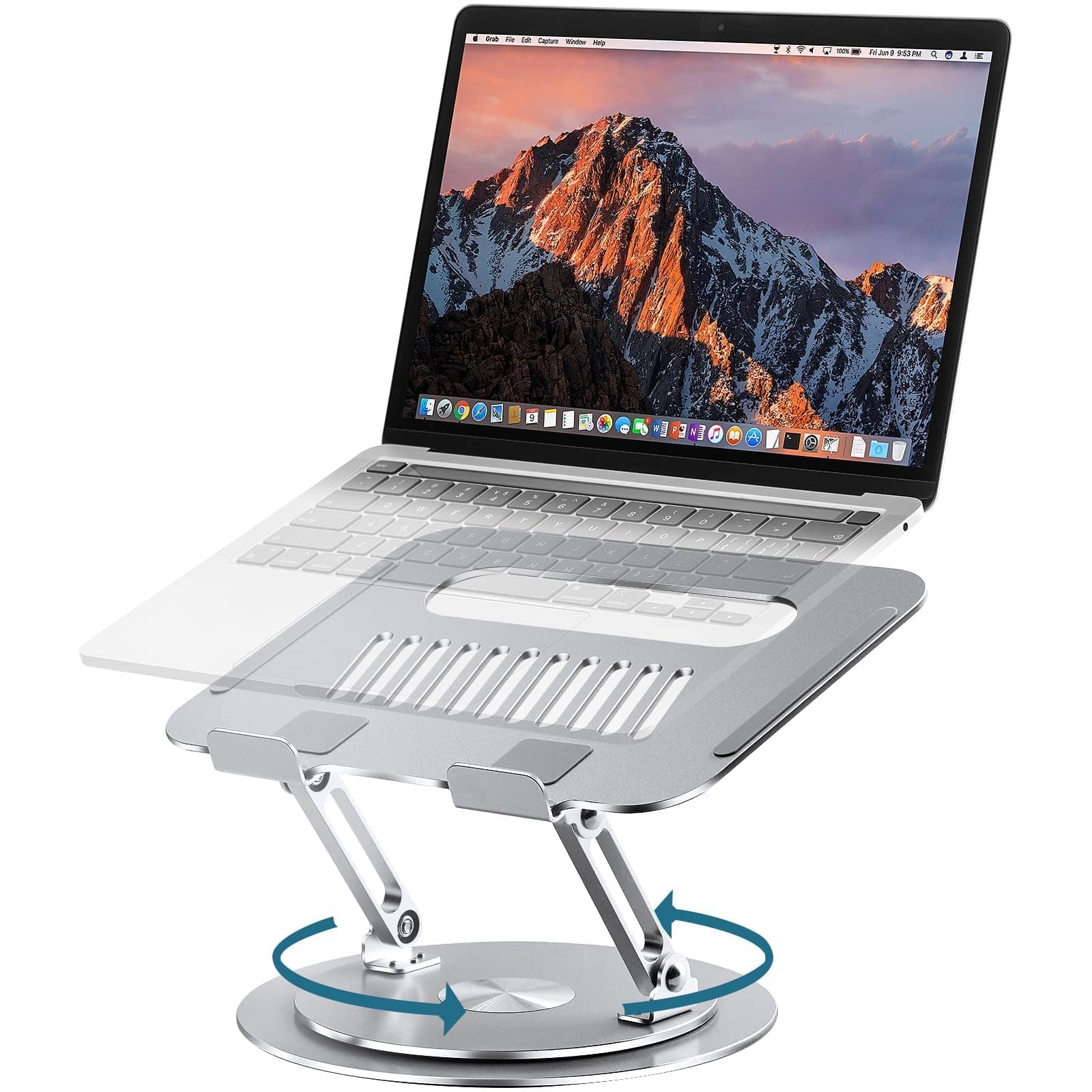 Hanke - Adjustable Laptop Stand For Desk - Height Up To 20 Portable Computer Riser Holder Fits All Macbook Air 10 1 - Silver 2. Up to 16" Laptop