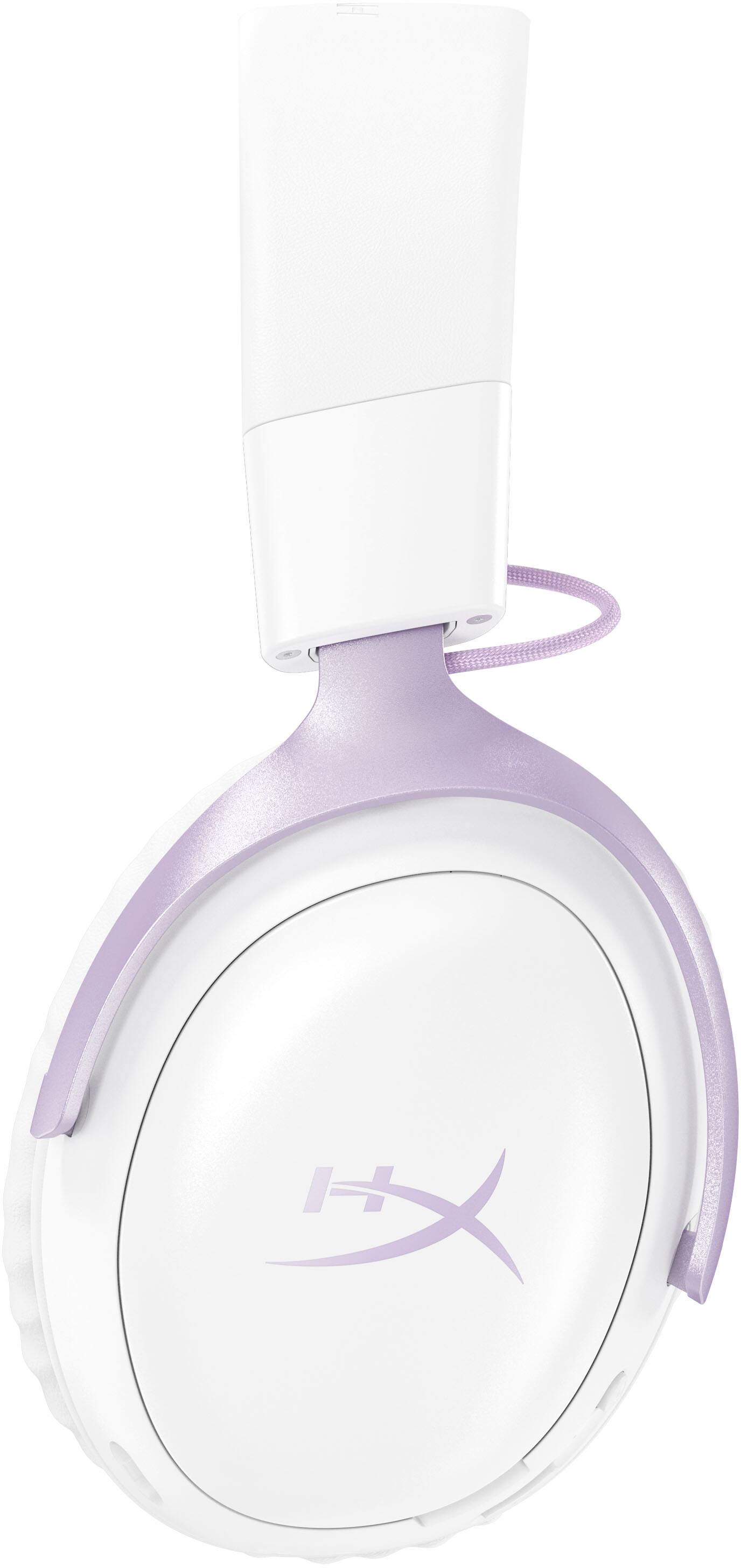 Angle. HyperX - Cloud III S Wireless Gaming Headset for PC, PS5, PS4, Nintendo Switch, Mac, and Mobile - White/Lavender.