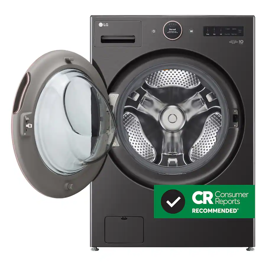 LG 5.0 Cu. Ft. High Efficiency Stackable Smart Front Load Washer with ...