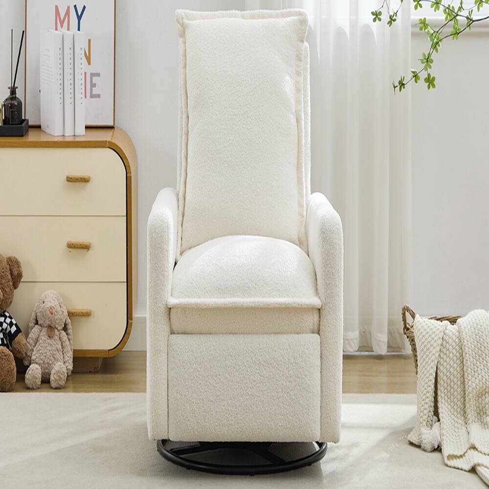 Alt View 10. Loheer - Loheer White Teddy Fleece Swivel Rocker Recliner Chair, Nursery Glider Rocking Chair for Living Room Bedroom - White.