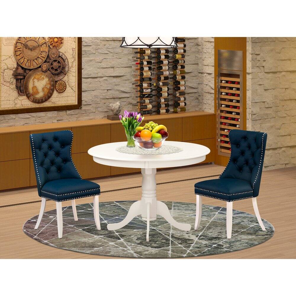 Alt View 7. East West Furniture - 3 Piece Dining Table Set - White.