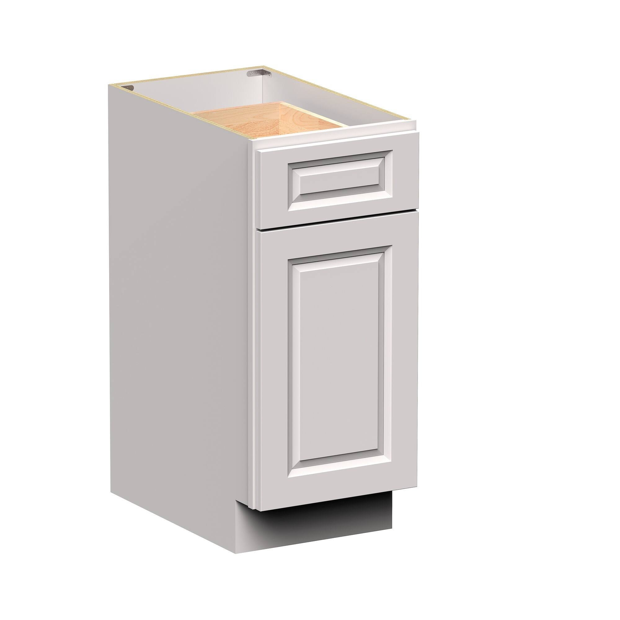 Angle. Boyel Living - 15-in W x 34.5-in H x 24-in D Shaker RTA Kitchen Base Cabinet with Soft-Close - Glacier White.