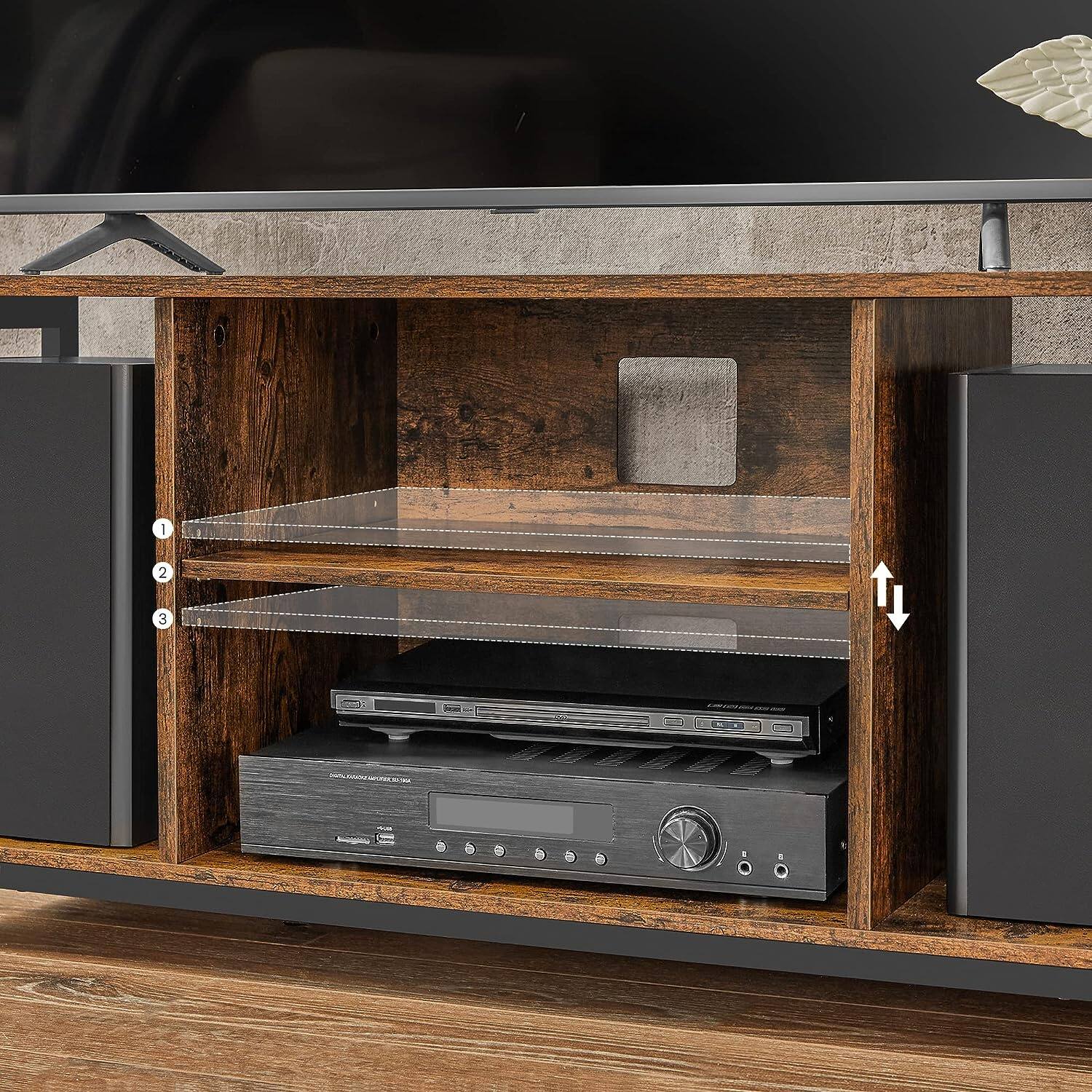 Alt View 2. Songmics Home - TV Stand for TVs up to 60 Inches with Open Shelves – Rustic Brown - Brown.