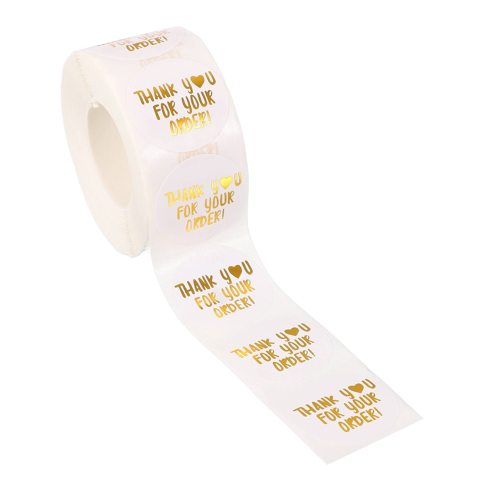 Unique Bargains - 500pcs Thank You Stickers, 1" Round Self-Adhesive Labels Roll for Small Business Sealing Box Envelope, Thank You Style10 - White