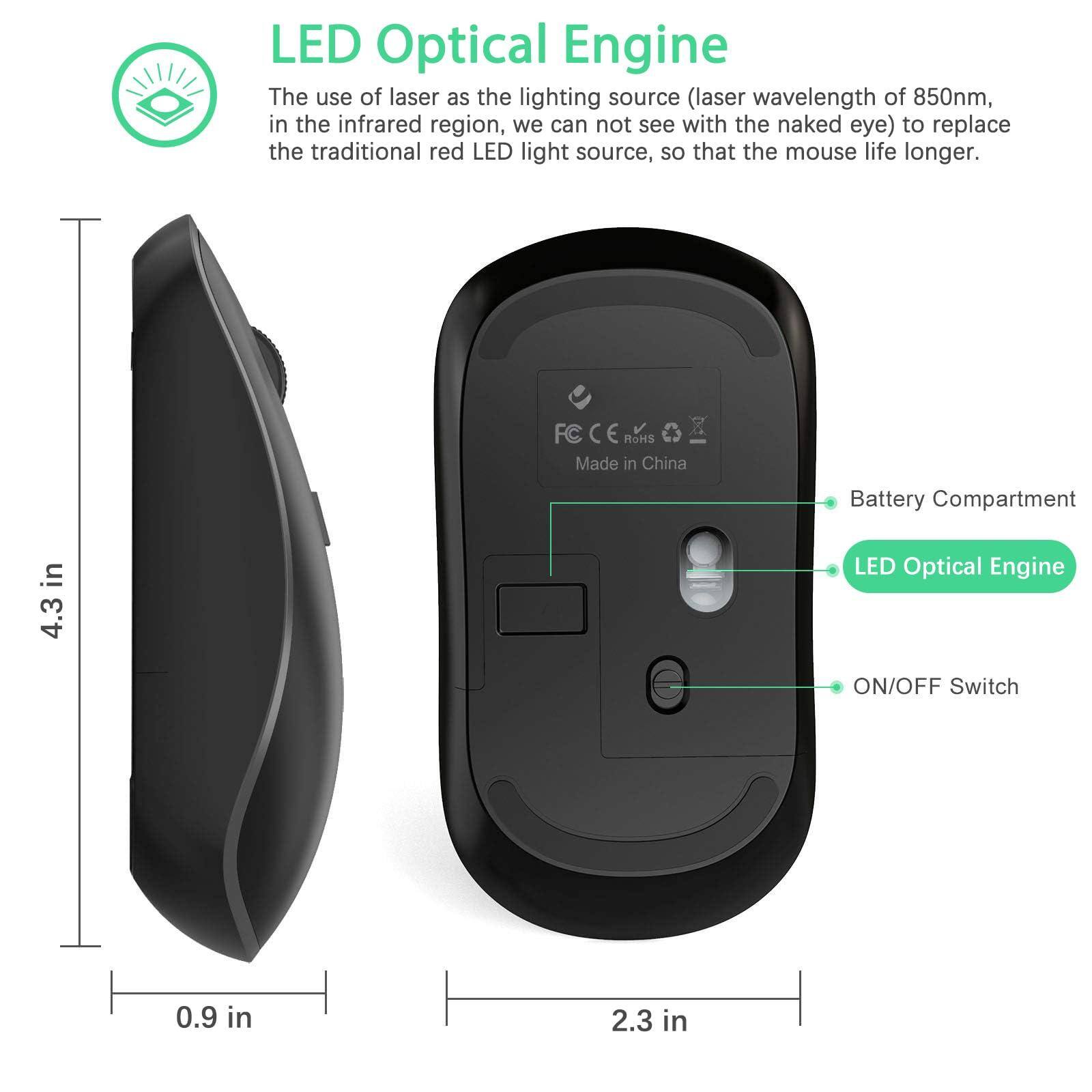 LED Optical Engine

The use of laser as the lighting source (laser wavelength of 850nm, in the infrared region, we can not see with the naked eye) to replace the traditional red LED light source, so that the mouse life longer.

FC CE ROHS Made in China

Battery Compartment

LED Optical Engine

ON/OFF Switch

4.3 in

0.9 in

2.3 in