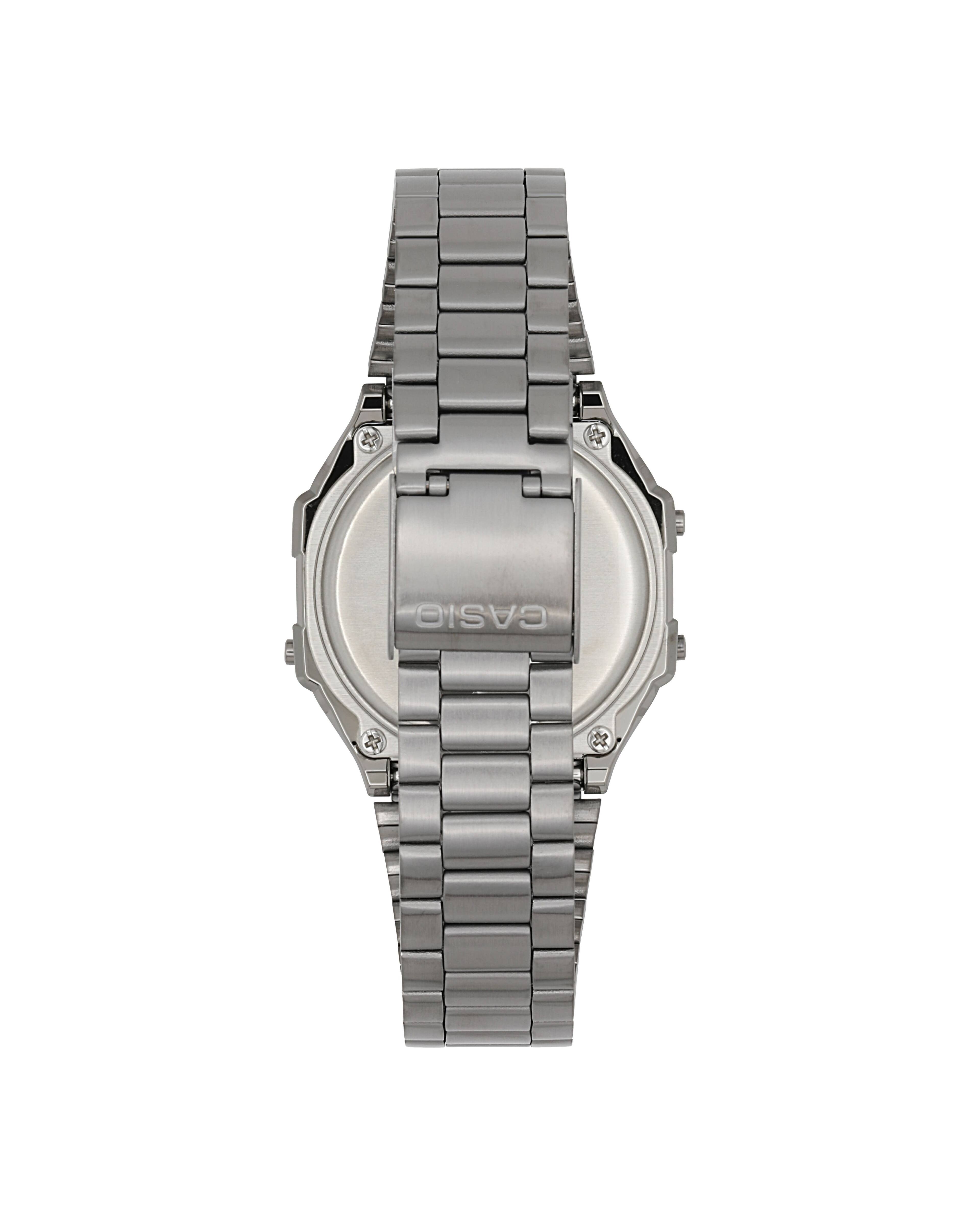 Left. Casio - Illuminator Vintage Digital Alarm Chrono Quartz A168WGG-1B Unisex Watch - Silver.