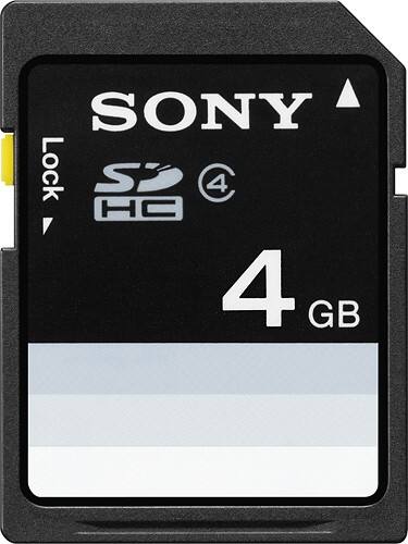 Front Standard. Sony - 4 GB Secure Digital High Capacity (SDHC) - 1 Card.