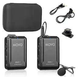MOVO - WMX-1 2.4GHz Wireless Lavalier Microphone System Compatible with Cameras and Smartphones
