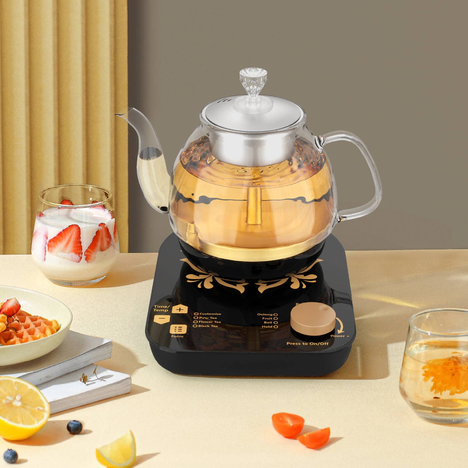 Bestier Glass Electric Kettle with Infuser, Steaming and Brewing
