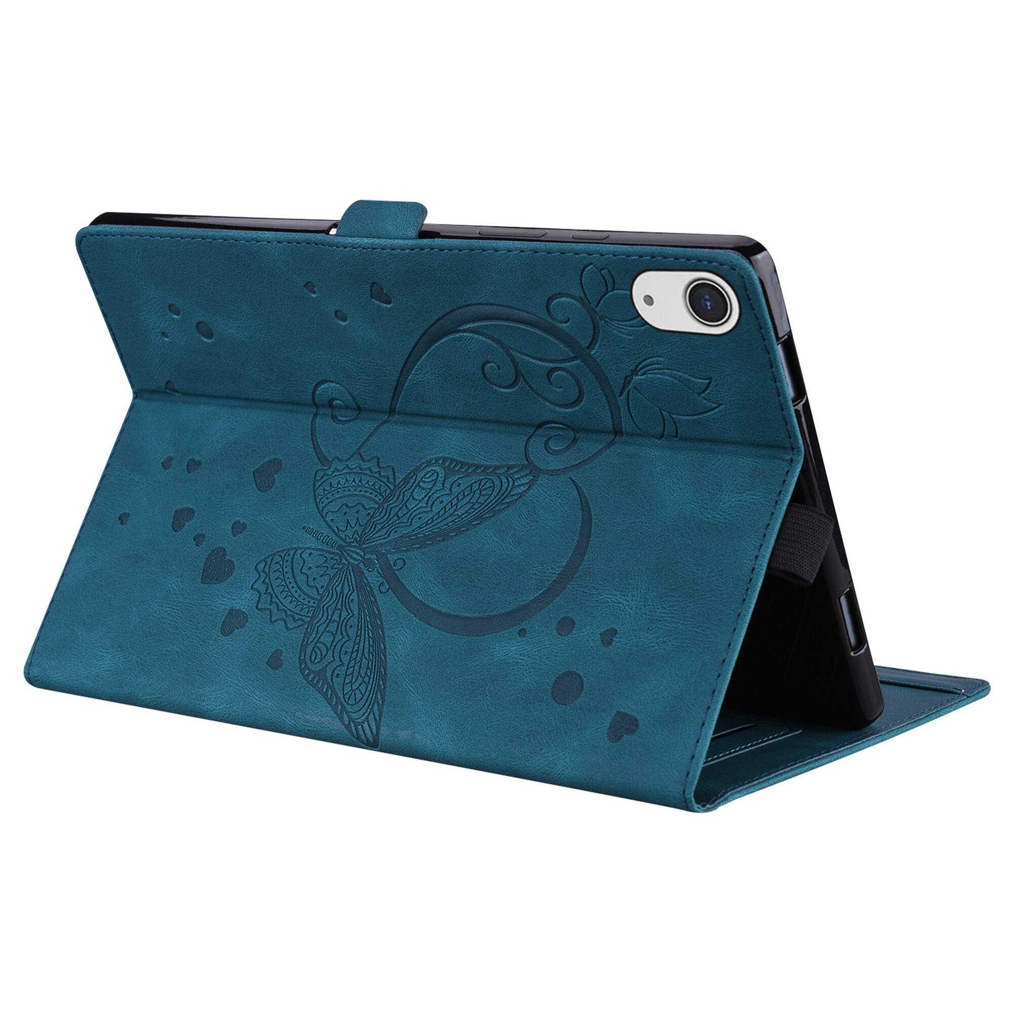 Alt View 1. Dteck - For Apple iPad (A16) 11" 2025 & iPad 10th 2022 PU Leather Embossed Butterfly Folio Case+Card Holder Flip Stand Cover - Blue.