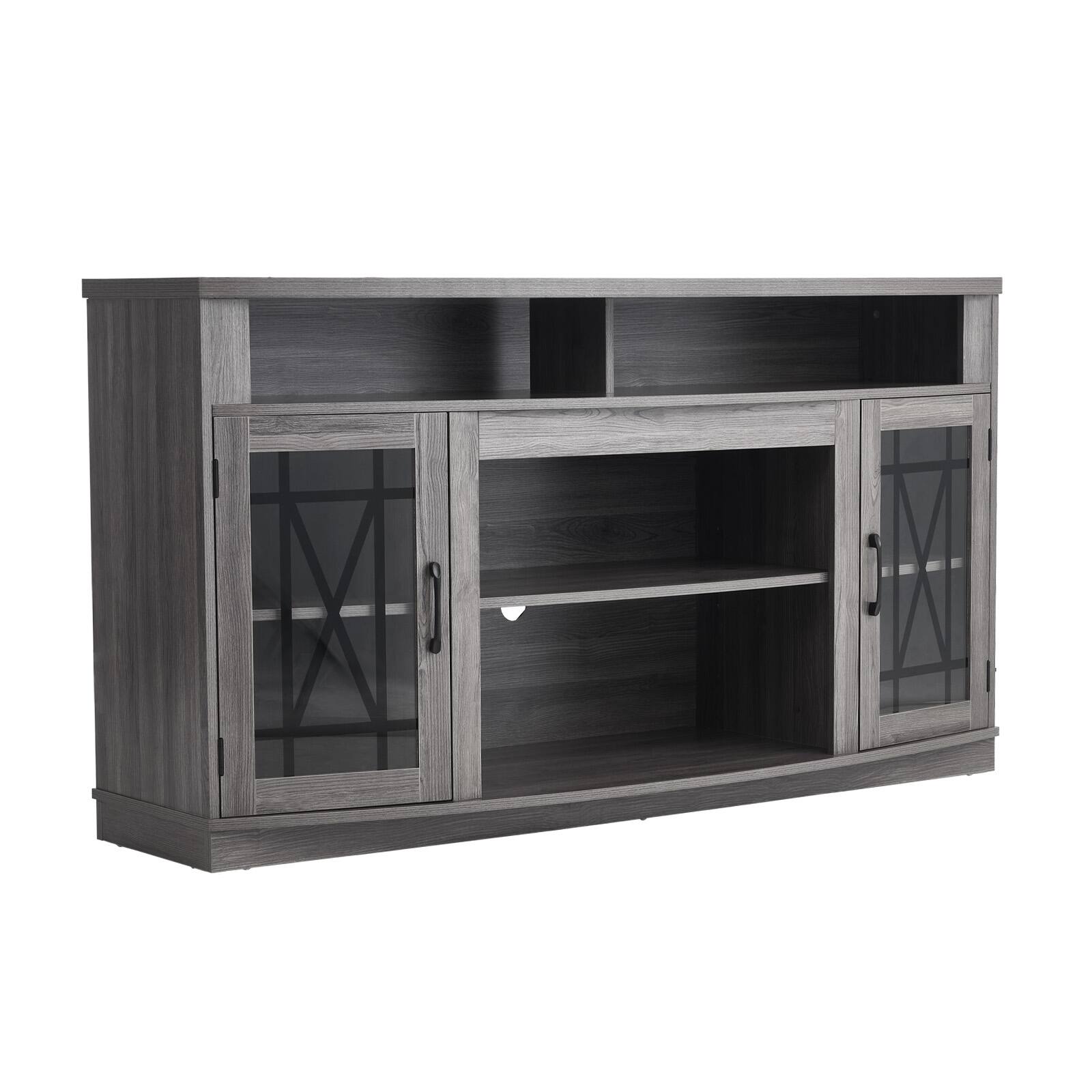 Alt View 5. VEVOR - TV Stand for TVs up to 65 inch, Farmhouse Entertainment Center with Light Strip, Wooden TV Cabinet Storage - Gray.