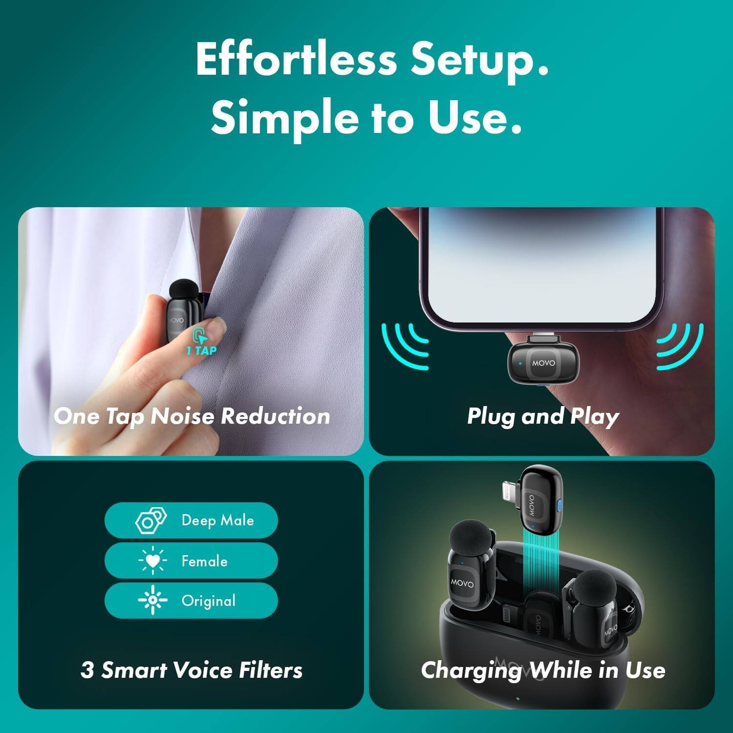 MOVO NanoMic Wireless Lavalier Microphone System With Charging Case (3.5mm) For DSLR And Mirrorless Cameras NanoMic - Best Buy - View #7