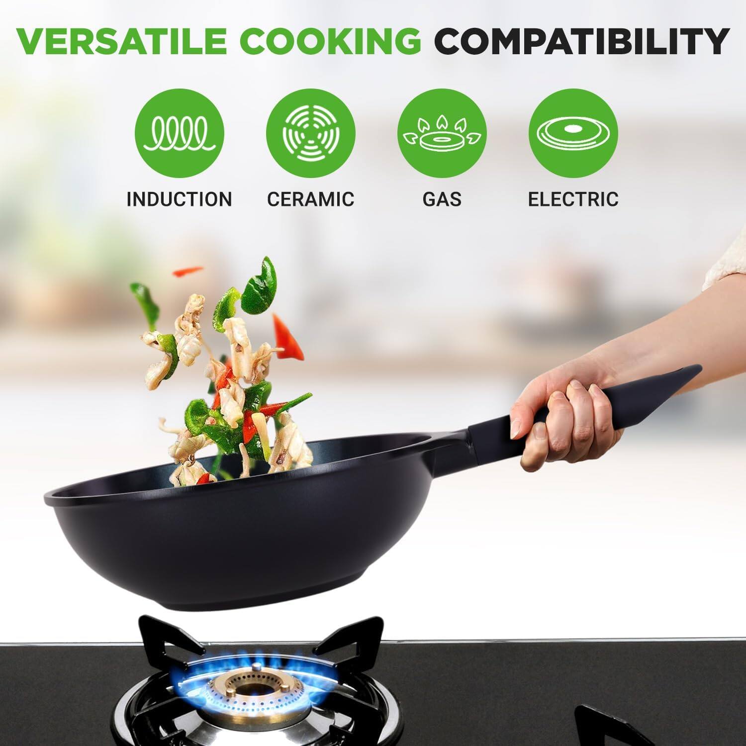 VERSATILE COOKING COMPATIBILITY

- INDUCTION
- CERAMIC
- GAS
- ELECTRIC