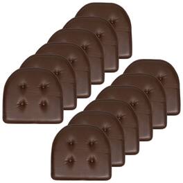 Sweet Home Collection - U-Shape Memory Foam Chair Pad Cushion No Slip Faux Leather 16" x 17", 12-Pack - Brown