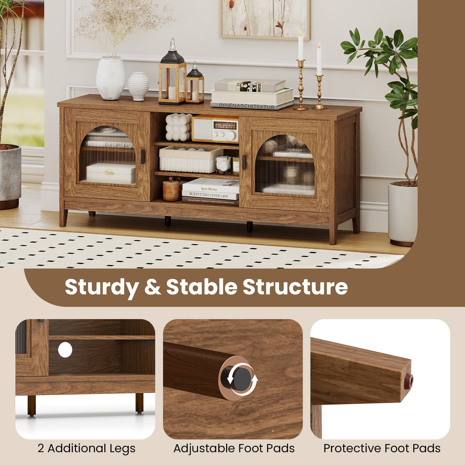 - INNENARCHITEKTUR FRITAG
- Thng XOTIO CENEIZRO a..

Sturdy & Stable Structure
1. 2 Additional Legs
2. Adjustable Foot Pads
3. Protective Foot Pads