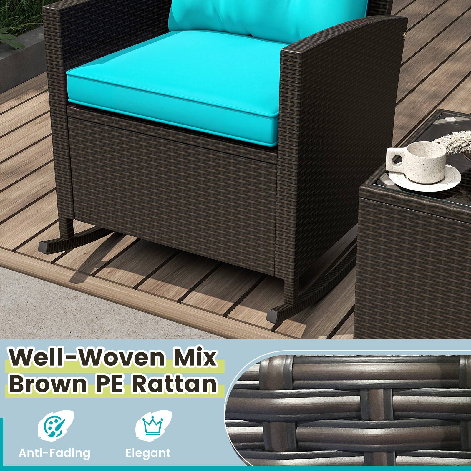 Well-Woven Mix Brown PE Rattan  
Anti-Fading  
Elegant