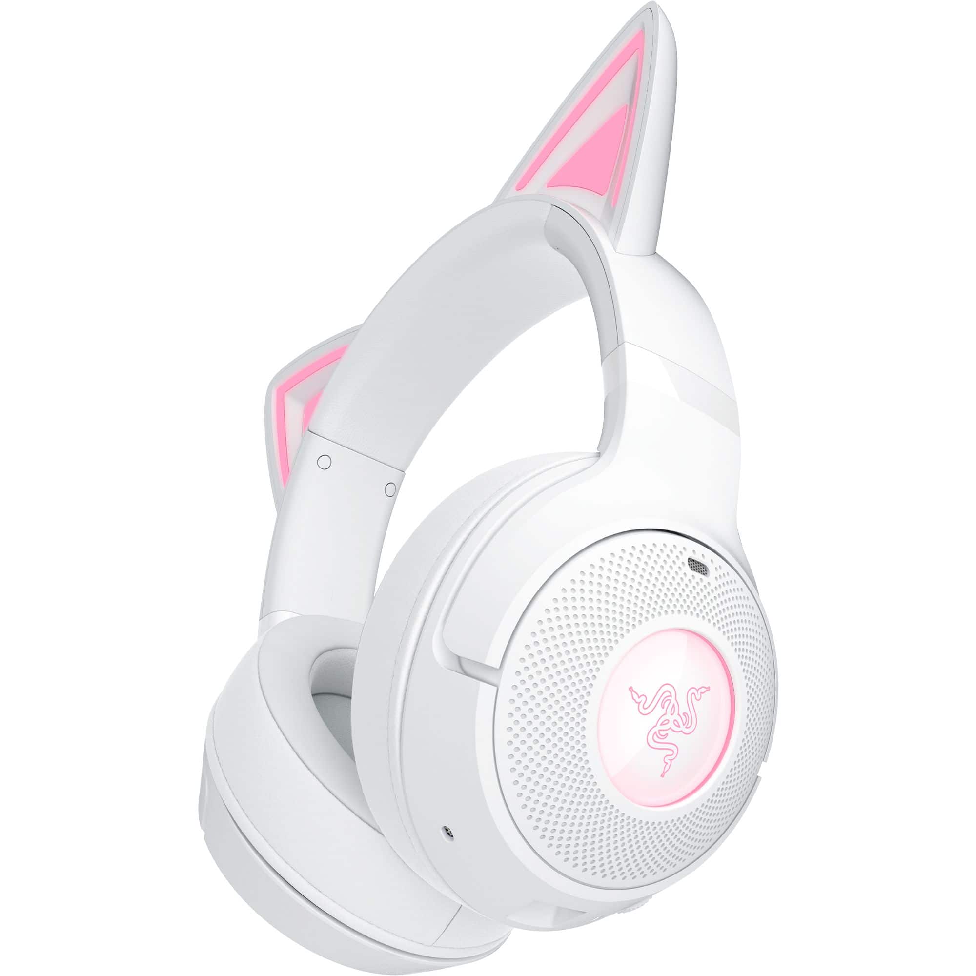 Alt View 4. Razer - Kraken Kitty V2 Bluetooth Wireless Over-the-Ear Gaming Headset for PC, Mac, Playstation, Nintendo Switch, Steam Deck - White.