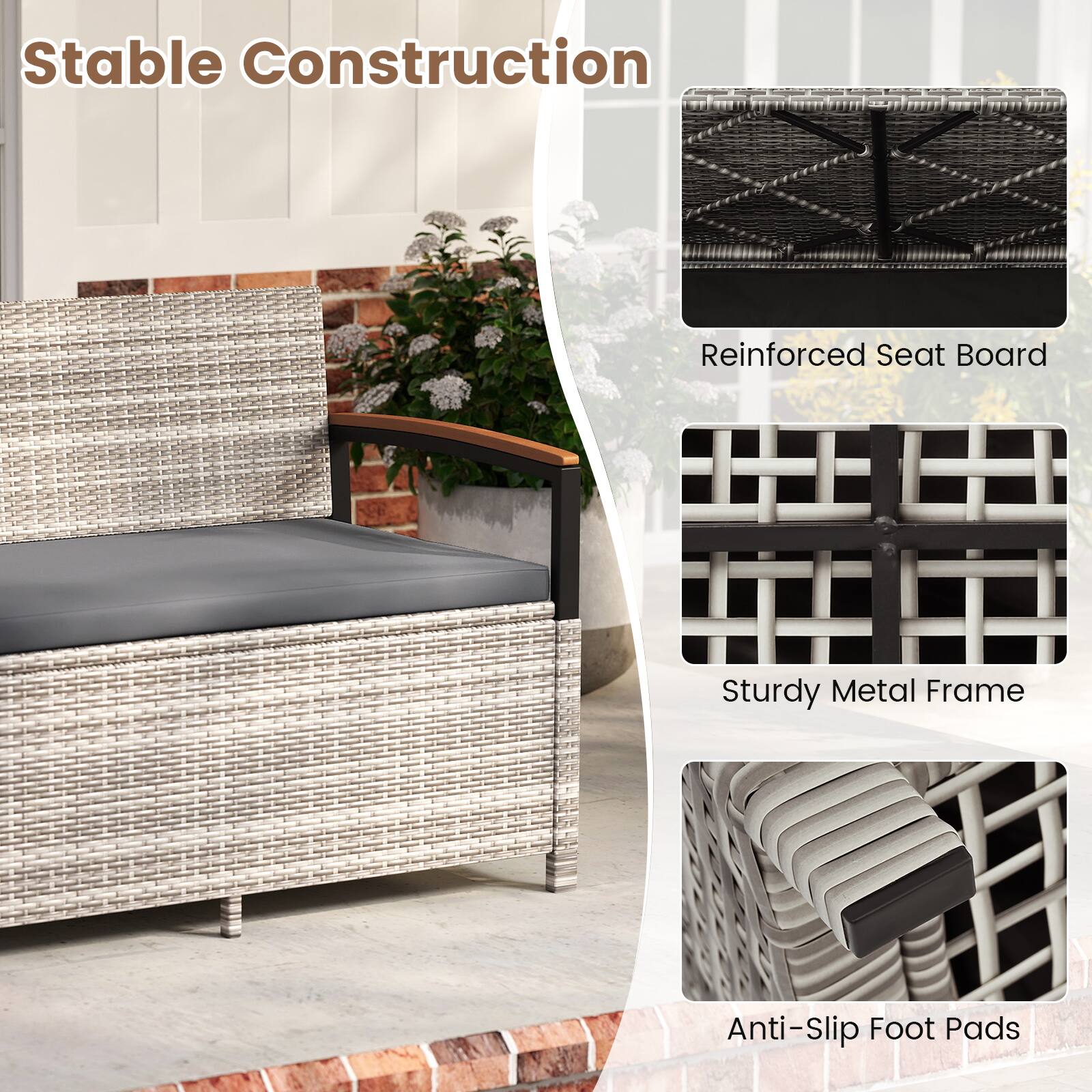 Stable Construction  
- Reinforced Seat Board  
- Sturdy Metal Frame  
- Anti-Slip Foot Pads