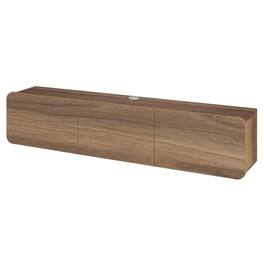 FurniFact - Wooden TV Console for 80-inch TV and Under with Walnut Finish - Black