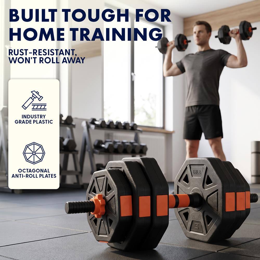 BUILT TOUGH FOR HOME TRAINING  
RUST-RESISTANT, WON'T ROLL AWAY  

INDUSTRY GRADE PLASTIC  
OCTAGONAL ANTI-ROLL PLATES