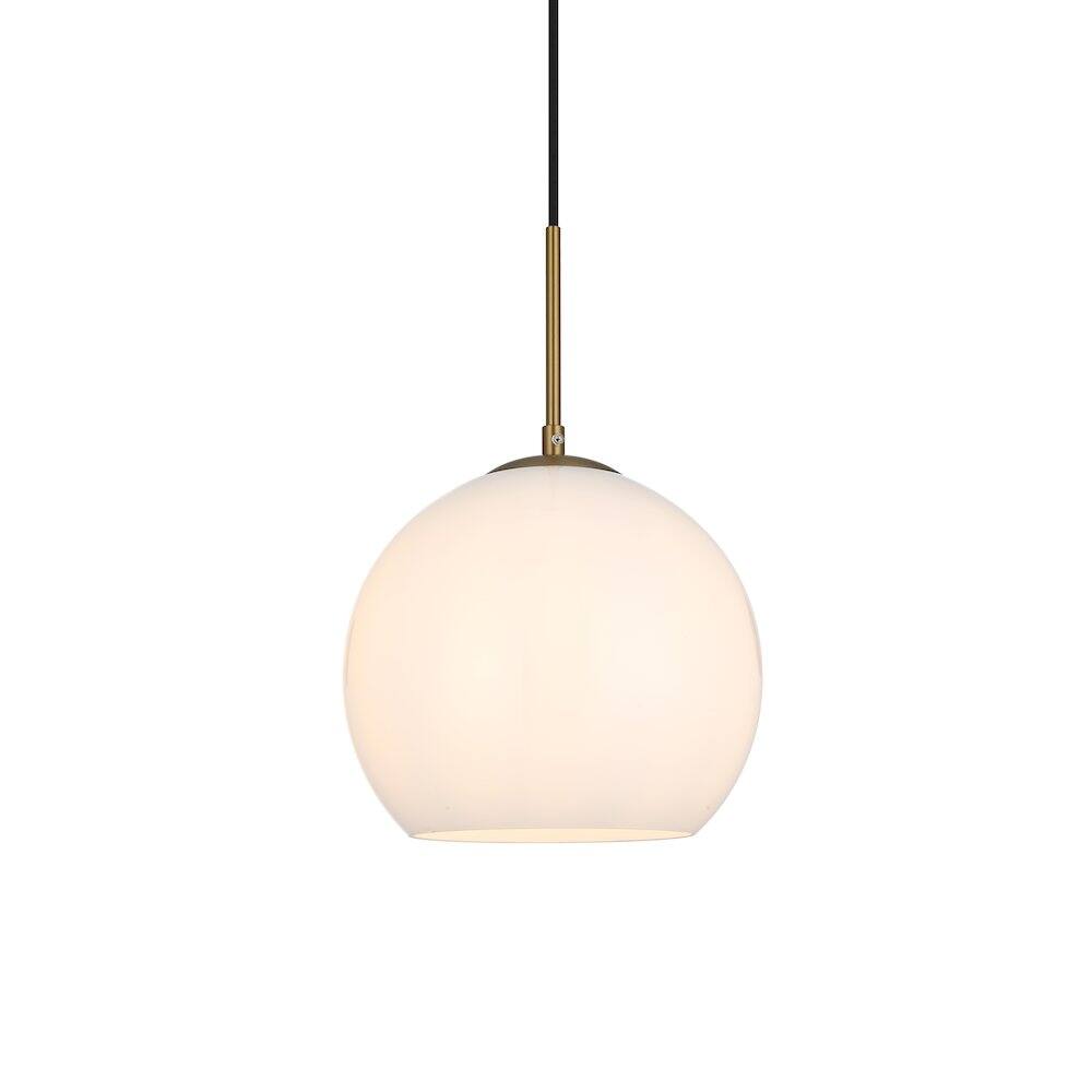 Back. Living District - Baxter 10 Inch Pendant Frosted White Shade in Satin Gold - Satin Gold And Frosted White.