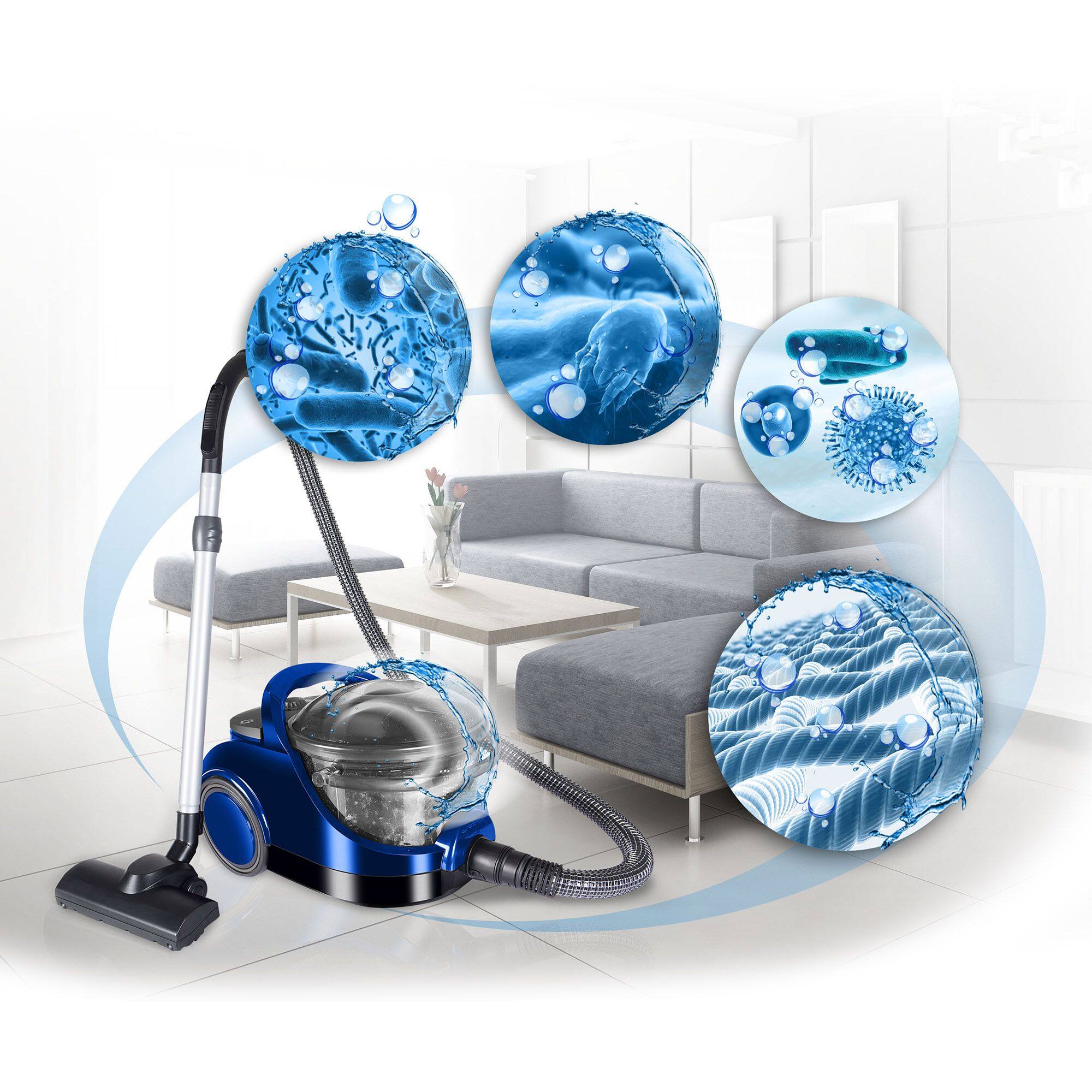 Angle. Koblenz - Koblenz Deluxe Anti-Allergenic Water Filtration System Vacuum, With HEPA Filtration - Blue.