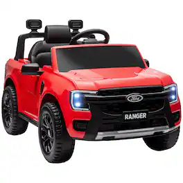 Qaba - Ford Ranger Licensed 12V Kids Ride on Truck, Toddler Electric Car with Remote, Toy Storage, Suspension, Lights, for 3-6
