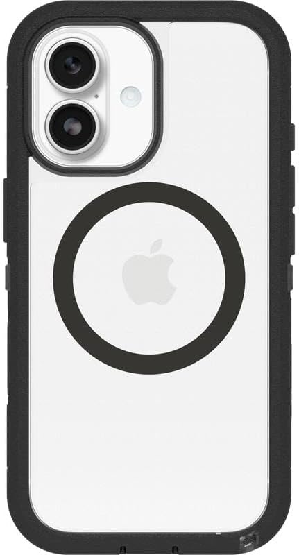 Left. OtterBox - OtterBox iPhone 17 (Only) Bundle: Defender Series XT Case & Screen Protector - Snaps on MagSafe - Rugged & Durable - Dark Side (Clear/Black).