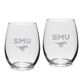 Jardine - SMU Mustangs 15oz. 2-Piece Stemless Wine Glass Set - Multicolor