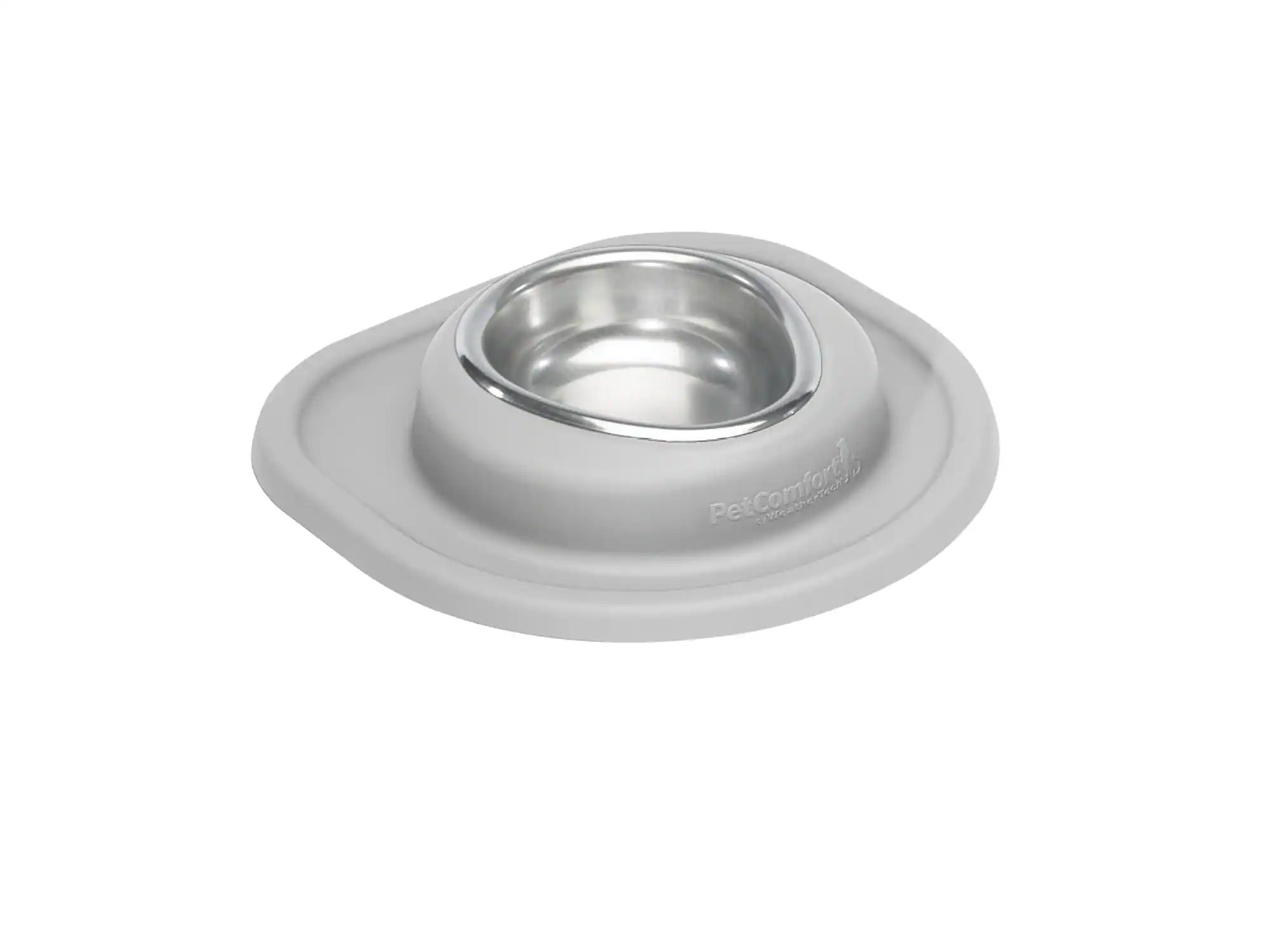 Front. WeatherTech - Single Low Pet Feeding System | Compact Pet Food and Water Station - Light Grey - 8oz (1 Cup) Stainless Steel Bowl - Light Grey.