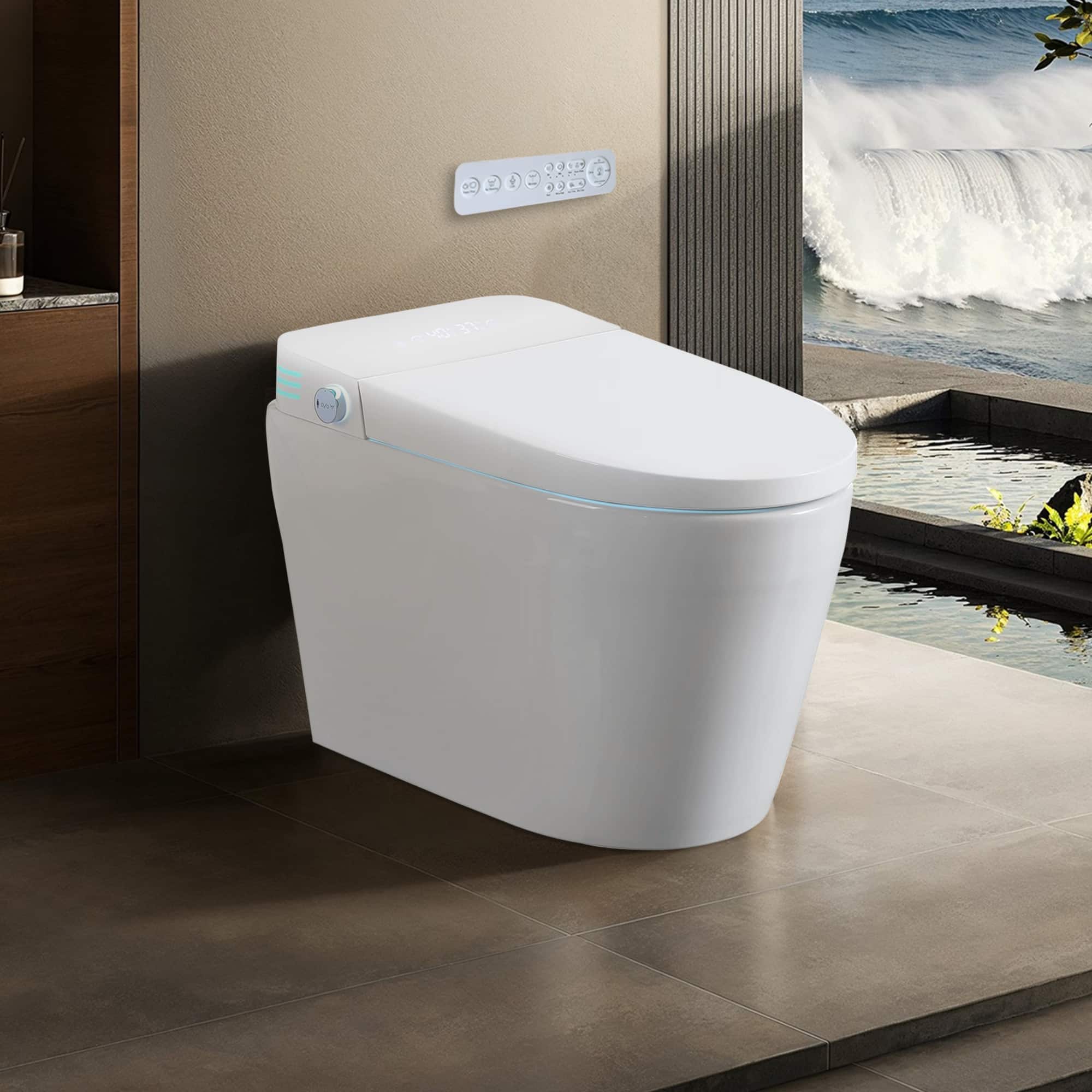 ELEMENT ACE - Smart One-Piece Bidet Toilet with Auto Flush, Warm Water Wash, Remote Control, and Adjustable Temperature Settings - White