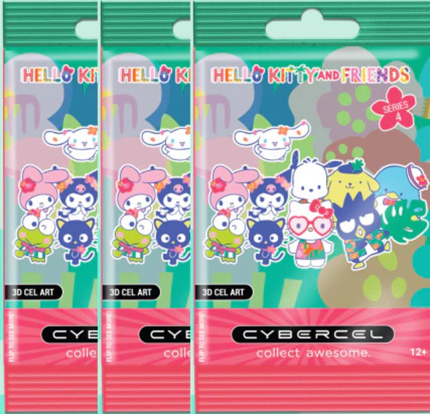 PopMarket - CyberCel - Hello Kitty and Friends Tropical - Series 4 - Foil Bag 3 Card Pack - Collectibles - Multicolor