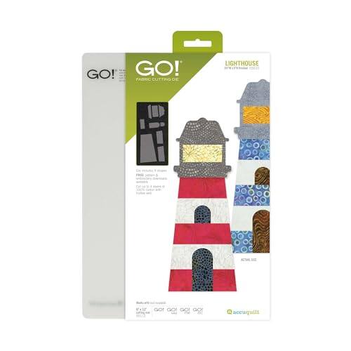 GO! FABRIC CUTTING DIE  
LIGHTHOUSE  
Designed by:  
Debbie Mumm  
AccuQuilt  

GO! FABRIC CUTTING DIE  
LIGHTHOUSE  
Designed by:  
Debbie Mumm  
AccuQuilt  

Includes:  
- 1 Die  
- 1 Pattern Sheet  
- 1 Instruction Sheet  

AccuQuilt