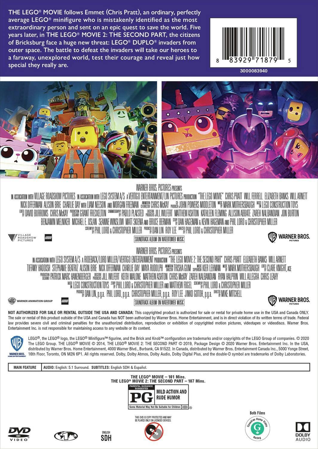 Back. The LEGO Movie: 2-film Collection (DVD Double Feature) [DVD].