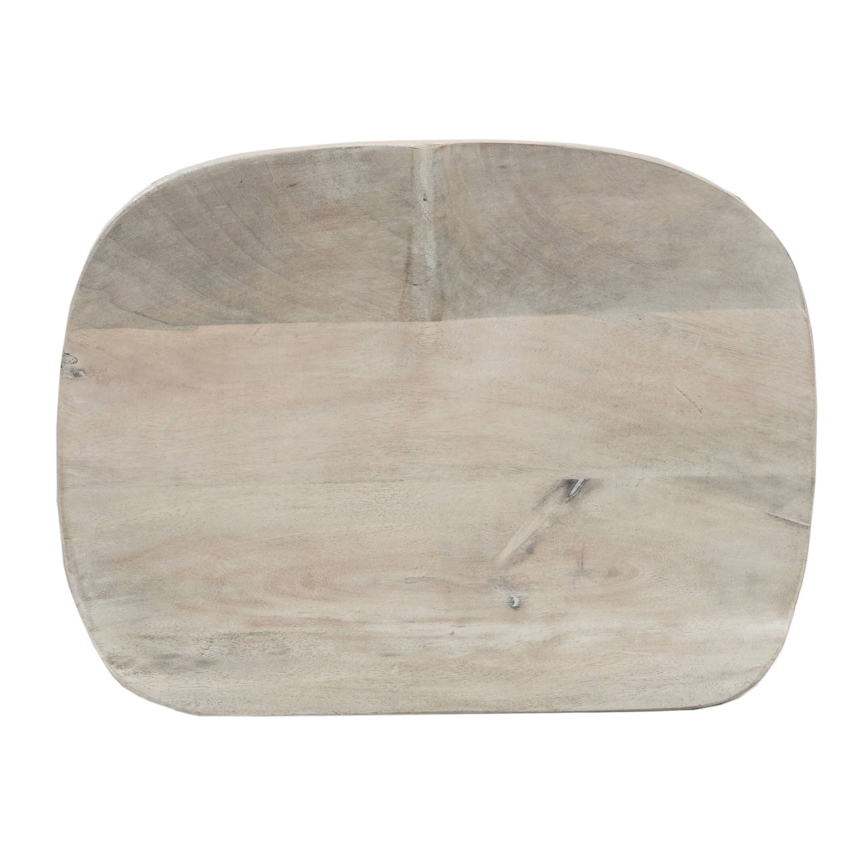 Alt View 4. Manhattan Lane - Tiva 24 Inch Handcrafted Backless Counter Height Stool, Whitewashed Mango Wood Saddle Seat - White, Black.