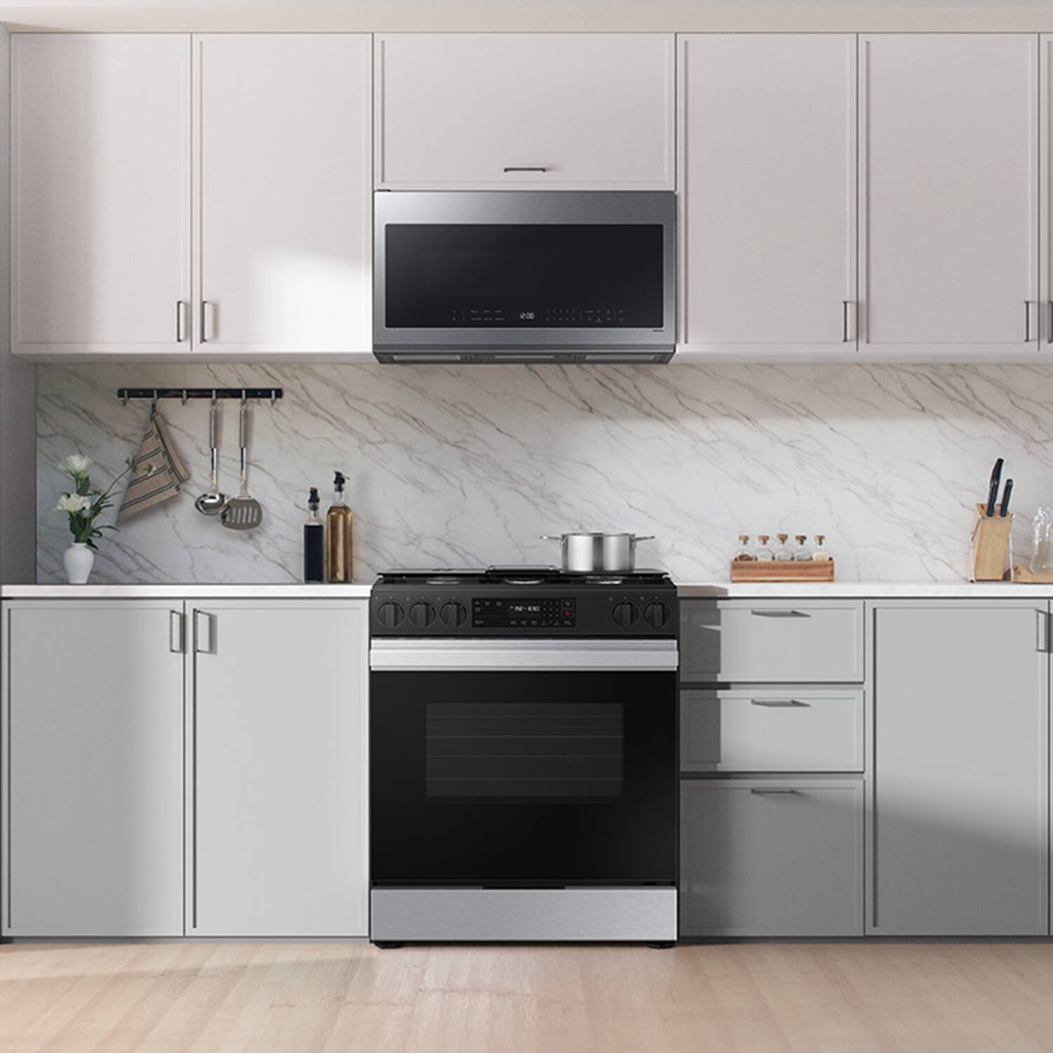 Alt View 10. Samsung - Bespoke 6.0 Cu. Ft. Slide-In Gas Range with Precision Knobs - Stainless Steel.