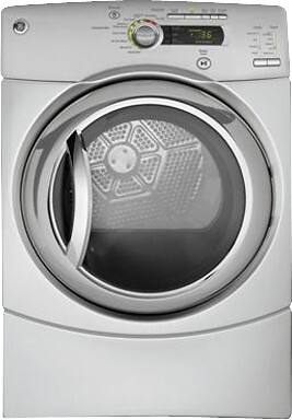 Front Standard. GE - 7.0 Cu. Ft. 9-Cycle Electric Dryer - Metallic Silver.