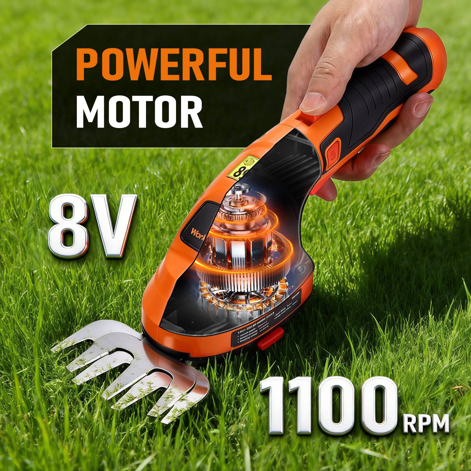 POWERFUL MOTOR  
8V  
1100 RPM