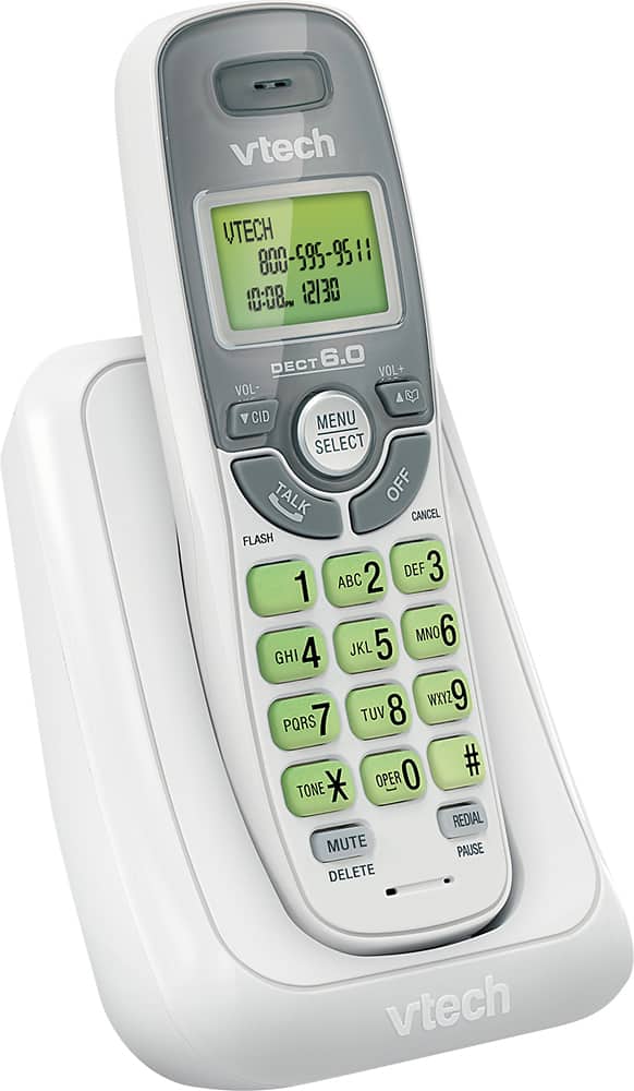 Angle. VTech - CS6114 DECT 6.0 Digital Cordless Phone With Caller ID/Call Waiting - White.
